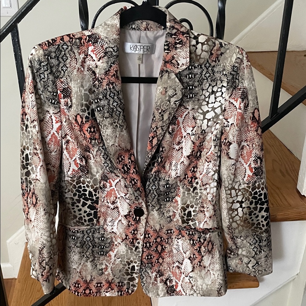 Kasper Women's Snake Print Blazer - Black, Gray, Brown